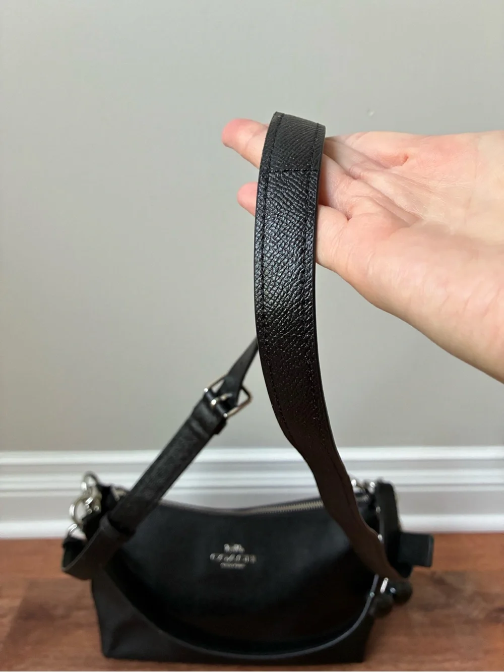 Coach Lewis Leather Crossbody Shoulder Bag, Black / Silver, 80058